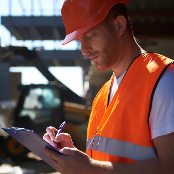 Trabajador de transvolando revisando socumentacion necesaria para transportes